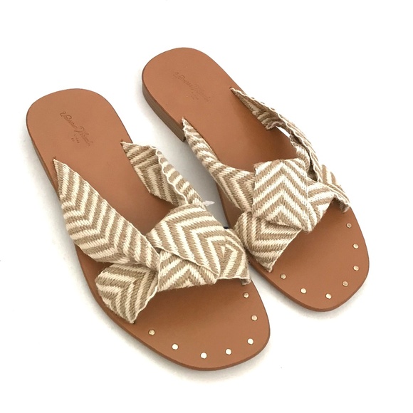 UNIVERSAL THREAD Knotted Slide Sandals Tan Slip On Sandals Women’s Size 7.5 - Picture 1 of 15